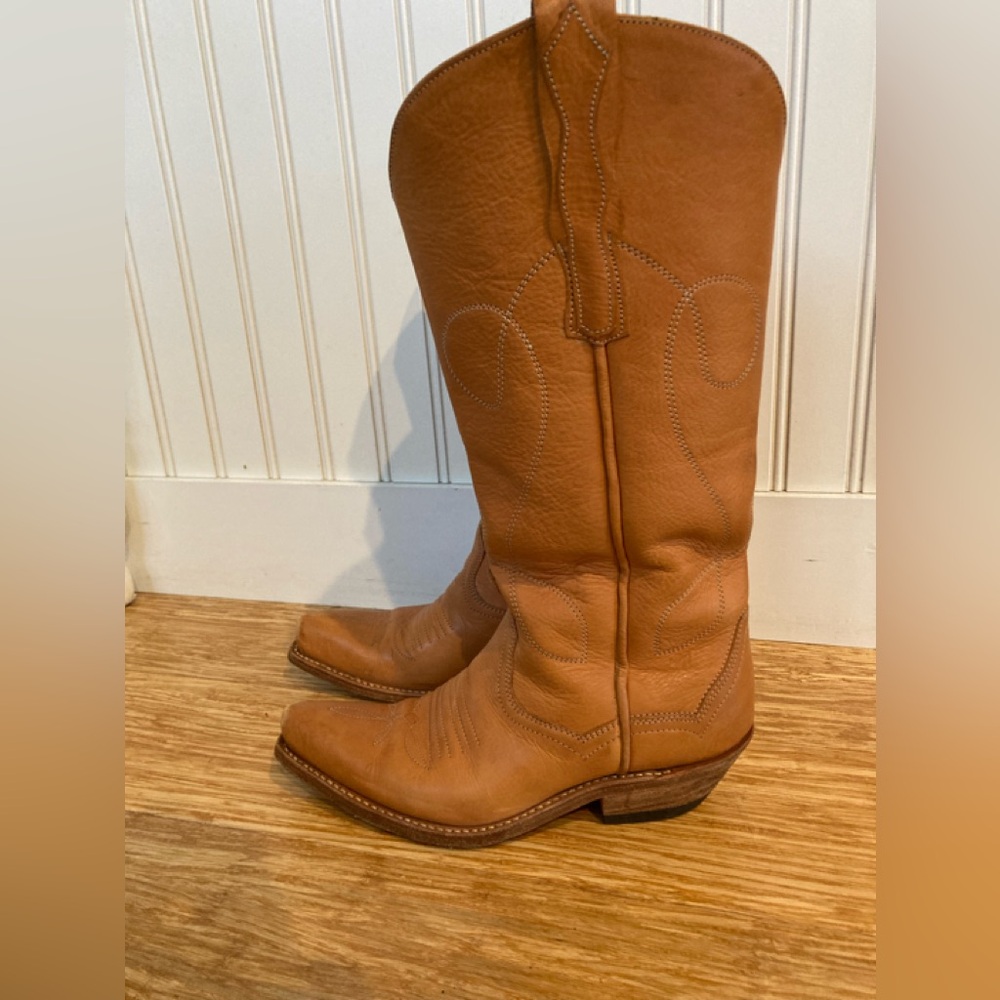 Women’s Western Genuine Leather Light Brown Boots Size 7 by Bliss and Mischief